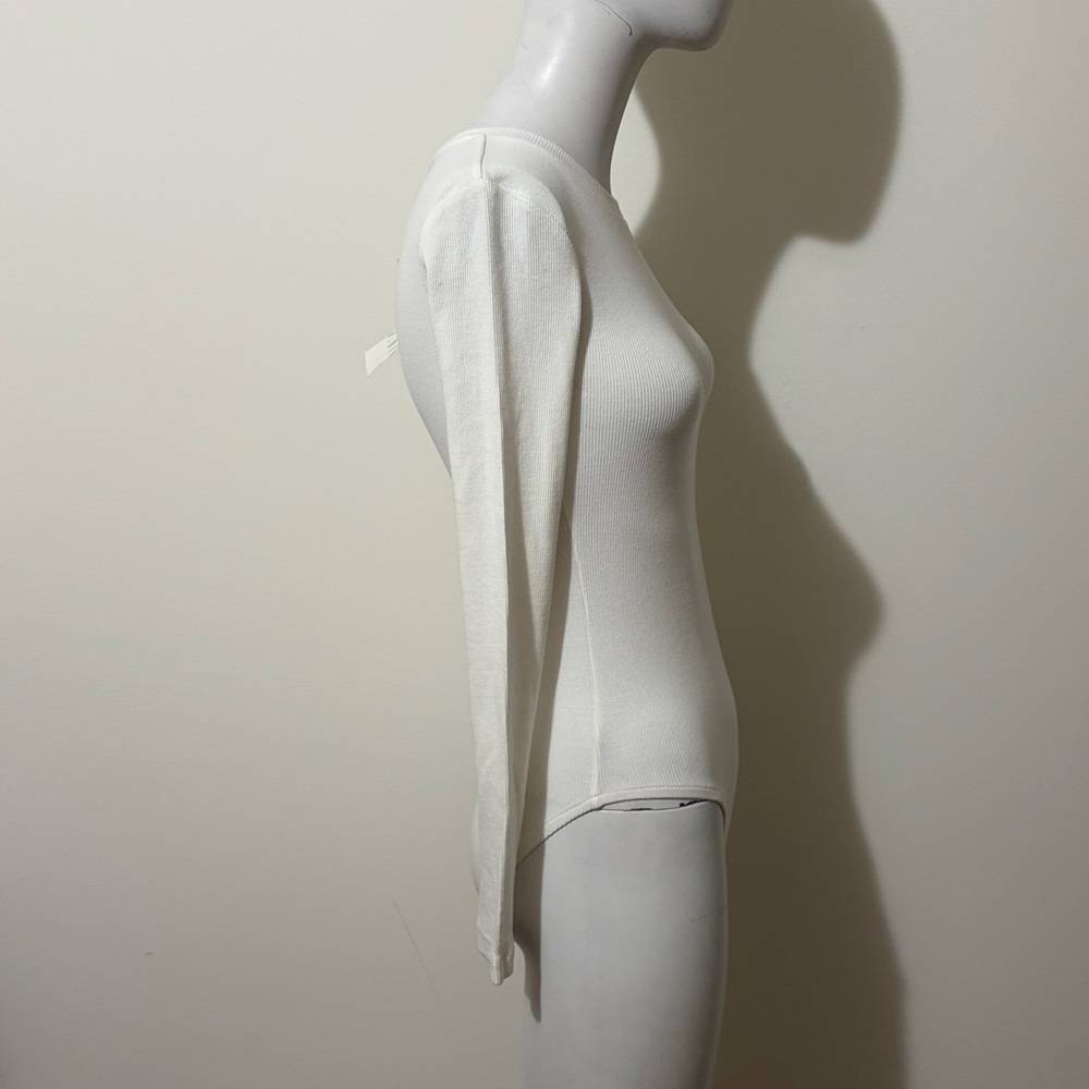 Zara Ribbed White Bodysuit Size S New With Tag - Picture 6 of 8